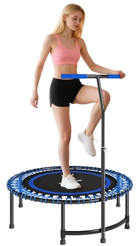 SPORTNOW Trampolino Fitness Ø114 cm con Maniglia Regolabile Adulti Blu