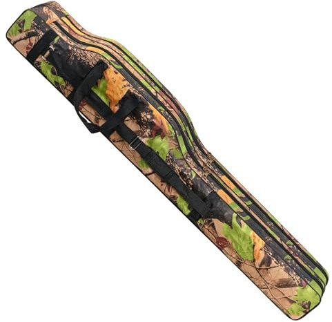 Fishing Rod Bag 51in 3-Layer Foldable Portable Fishing Pole Case with Handle & Strap Waterproof Oxford Rod Carrier for Men, Family, Camouflage