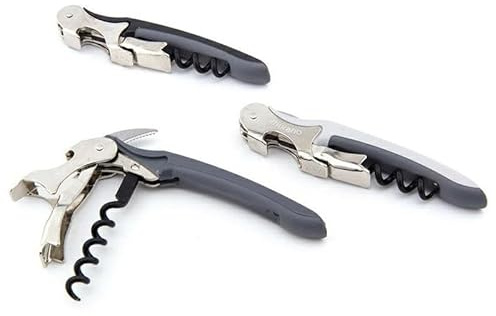 mille idee Set 3 Levatappi Professionali a Doppia Leva Indipendente – Acciaio Inox e ABS, Colori Assortiti – Cavatappi Sommelier con Tagliacapsule Integrato Bar Locale