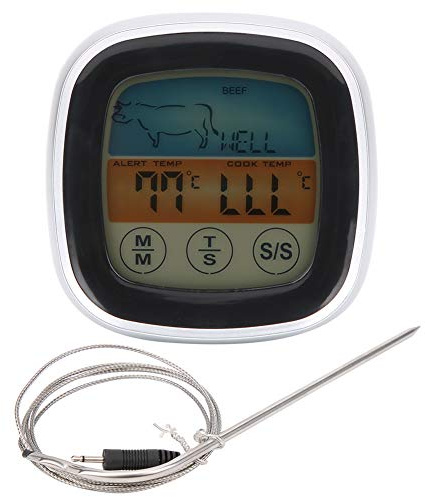 Thermomètre à viande, écran numérique, écran tactile, minuteur de cuisine, fourchette pour barbecue, cuisine