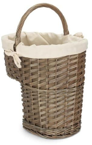 Antique Wash Finished Stair Basket with White Lining