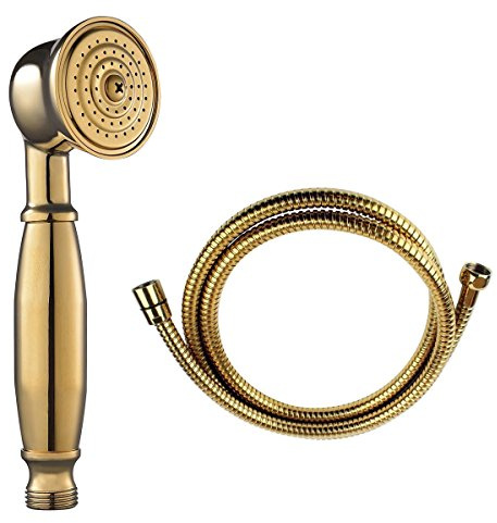 Retro duschmunstycke handdusch set med duschslang gyllene