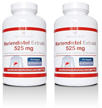 Mariendistel Extrakt 525 mg - 80% Silymarin (420mg) - 400 vegetarische Kapseln - frei von Trennmitteln und Füllstoffen (2 Packungen a 200 Kapseln)