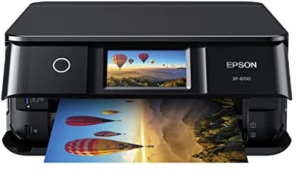 Epson Expression Photo XP-8700 Wireless All-in-One Printer with Built-in Scanner and Copier and 4.3 Color Touchscreen, Black