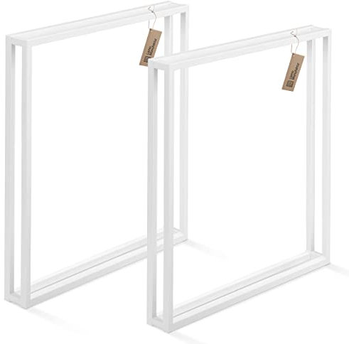 LAMO Manufaktur Tischbeine für Schreibtisch Esstisch, Frame, Vierkantprofil 20x20 mm, Tischgestell 50x72 cm (BxH), Weiß, 2 Stück, LTS-18-L-II-9016
