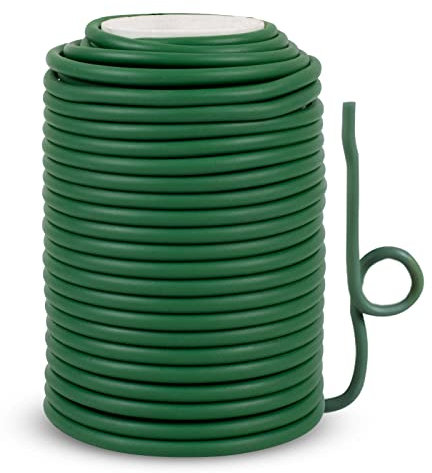 LEREATI Alambre Plastificado de Jardín 3.5mm x 20m Alambre Jardineria Verde Cuerda Huerto con Revestimiento de Goma, Arbustos Lazos de Jardín para Plantas