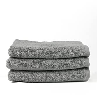 Taka Fabrics 3 Pieces Wave Collection Ultra Soft and Highly Absorbent 100% Turkish Cotton Towels Bath, Hand, Kicthen Facecloth Sauna Pool Guest Towels Sets (50x30cm - 3 Pieces, Light Grey)