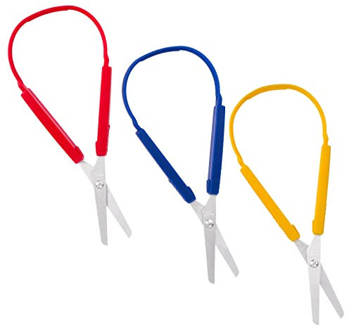 3 Pezzi Forbice Bambini Forbici ad Anello Colorate Forbici con Manico Adattivo Set di Forbici ad Apertura Automatica Forbici con Manico a Compressione Facile da Aprire per la Scuola Adolescenti