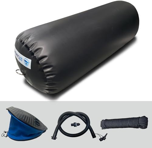 LTCANOPY Hochleistungs-Schlauchbootfender, 30 x 76 cm Bootsstoßstange zum Andocken, Yacht, Segelbootsteg, Schwarzer Bootsfender Ausgestattet mit 10 m Doppelt Geflochtenem Nylonseil, Fußpumpe