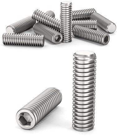 ORTAVA Tornillos prisioneros, tornillos prisioneros M6 x 20 mm, DIN 913/ISO 4026, con hexágono interior (ISK) y cabeza cónica, tornillo prisionero acero inoxidable (plata)