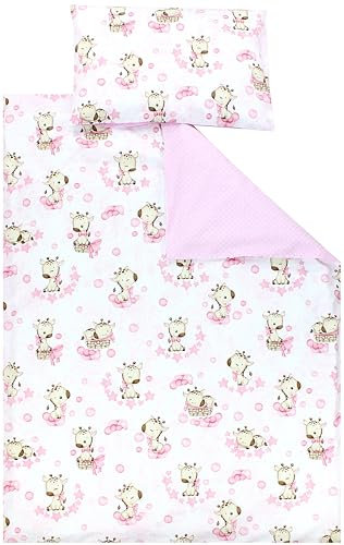 TupTam Kinder Bettwäsche Gemustert 2-Teilig Wendebettwäsche, Farbe: Giraffe/Punkte/Rosa, Größe: 135x100 cm