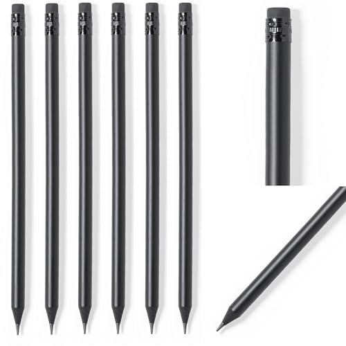 noTrash2003 5 bis 100 Stück matt schwarze Bleistifte Holzbleistifte mit Radiergummi Black Edition HB, vorgespitzt, 19 cm Länge Sparpack Nachhaltig (Modern, 10, stück)