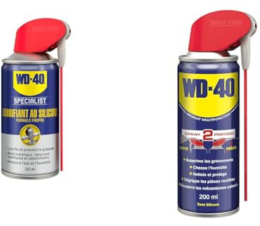 WD-40 Specialist • Lubrifiant Au Silicone • Spray Double Position • Formule Propre & WD-40 Produit Multifonction Spray Double Position Sans Silicone Non Conducteur