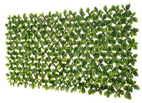 Naturae Decor PVC Expandable Trellis - Outdoor Privacy Screen - Sturdy and Flexible - Realistic Look - 36 in x 72 in - Mint Leaves