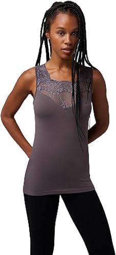 YSABEL MORA T-shirt thermique sans manches en dentelle élégance et confort pour femme. Protection thermique et style polyvalent pour toutes les occasions, Marengo, L