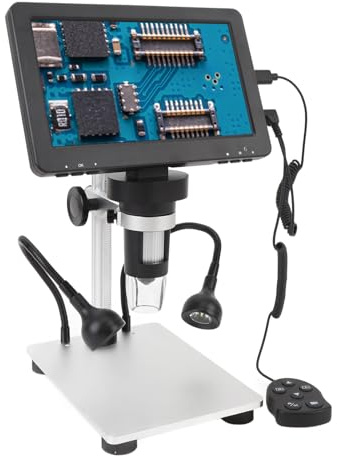 Digitalt mikroskop, 7-tums digitalt lödmikroskop med 1 200 x LCD-skärm och LED-belysning för observation, Munto PCB-lödning, kompatibel med PCB