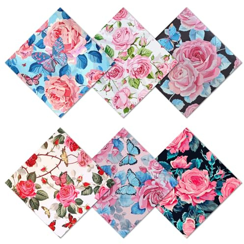 CREATCABIN 6 paquete de Paño de Limpieza de Microfibra con Diseño Elegante de Flores, Paño de Microfibra Suave Multicolor, Toallitas Limpiadoras para Gafas Reutilizables, Cámaras, Pantallas de Teléfon