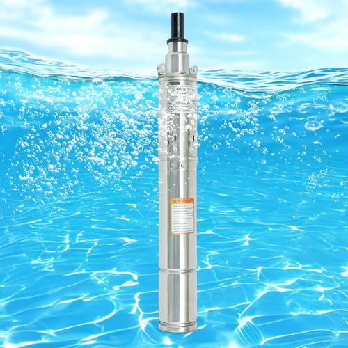 Pompe à eau profonde, pompe submersible en acier inoxydable de 52 cm, 0,25 kW pour puits profonds, pompe submersible, pompe de puits profond, pompe submersible, pompe de forage