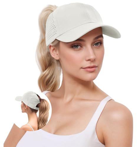 YAMEE Baseballkeps dam hästsvans sommar, basebollkeps dam baseball cap mesh andningsbar, sommarmössa dam lätt vattentät snabbtorkande