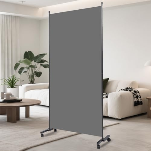 Folding Room Divider W/Wheels,Heavy Duty Base Privacy Screen Separator