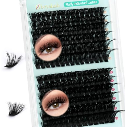 Extensiones De PestañAs D Curl 100D+140D PestañAs Postizas 168pcs Volume Eyelash Individuals 14-20mm Fluffy Individual Lashes DIY Eyelash Extensions by Obeyalash (100D+140D D Curl 14-20mm)