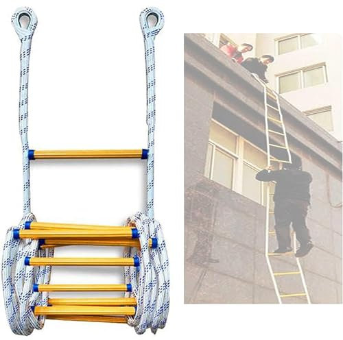 Escaleras de Emergencia para Incendios, Escalera de Rescate, Escalera de Cuerda Reutilizable para un Escape Seguro en Trabajos en Altura, compacta y Ligera (tamaño: 3-50 Metros), 8 m/26,2 pi
