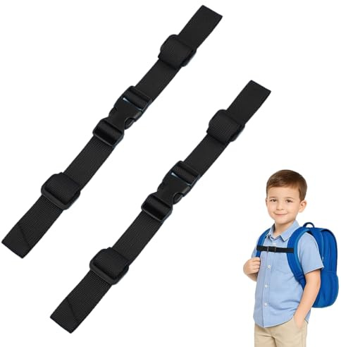 2 Pezzi Cinghia per Zaino, Cinghia per Valigia, Cinghia Toracica Zaino, Cinturino Sterno per Zaino Regolabile Cinturino per Zaino Antiscivolo Resistente, per Jogging, Viaggi all'Aria Aperta (Nero)