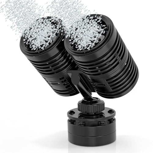 hygger 8000LPH Double Head Bomba de Flujo para Acuario, 14W Bomba de Circulación con Base de Succión Magnética Potente, 360 ​​Grados Cabezal Wave Maker para Acuarios de 227-568L Agua