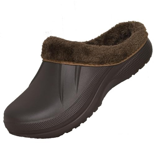 FRTUBOP Sabots Mixte Adulte Hiver Fourrées Chaussures de Jardin Homme Femmes Pantoufles Chaud Imperméables Chaussons Maison,35-50 EU