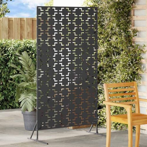 Owoxanthellate Garten-Sichtschutz Schwarz Stahl 100x50x180 cm Modernes Design Robuste Stabilität Wetterbeständig für Garten Terrasse Balkon