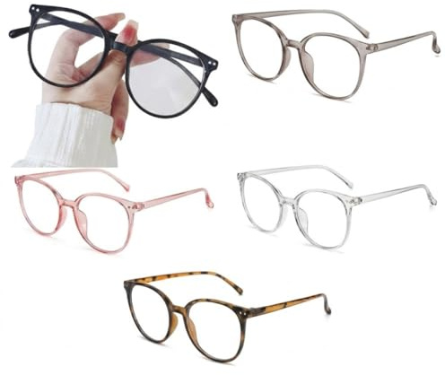 Lahkvor: Juego de 5 monturas de gafas modernas sin graduación – Monturas ligeras para hombres y mujeres en 5 colores de tendencia – Monturas cómodas para el uso diario, el trabajo y el ocio.