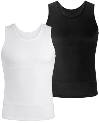 2 Pack Compression Vest Men Slimming Body Shaper Tummy Control Upper Body Vests for Men UK Shapewear Vest Tops