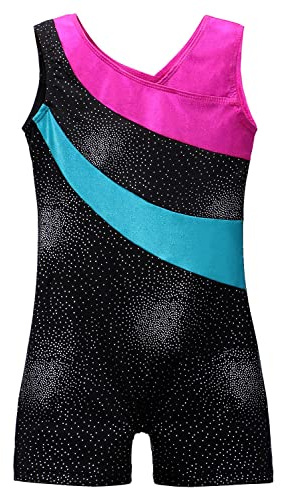 DAXIANG Gymnastics Leotards for Girls Gymnastics Outfit Shorts Dance Unitard Hot Pink Blue Black 11-12 Years
