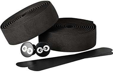 URBAN ZWEIRAD - Lenkerband Rennrad Schwarz - inkl. Endstopfen und Klebestreifen - Griffband Rennrad Schwarz extra griffig - 200 cm x 3 cm - 3 mm Stärke