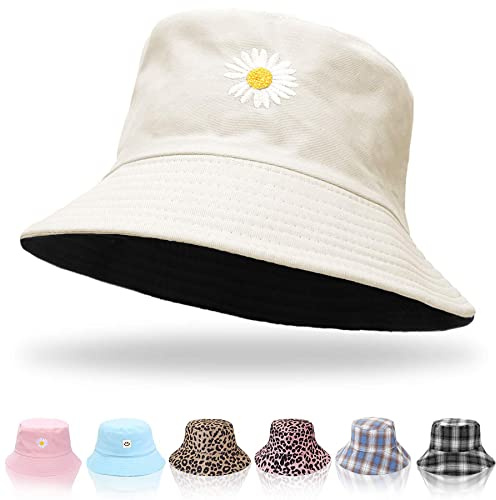 Keho Chapeaux Seau Femme – Réversibles en Coton, Été, Plage, Pliables, Chapeaux de Pêcheur, Idéal Voyage, Randonnée, Protection Solaire