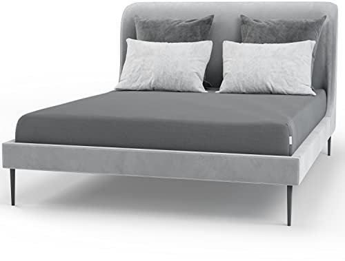 Bascuda® Spannbettlaken für Einzelbett, 90 x 200 cm mit 30 cm Tiefe, 100% türkische Jersey-Baumwolle, atmungsaktiv und leicht zu waschen, für Einzelbett, knitterfrei, bügelfrei, Dunkelgrau