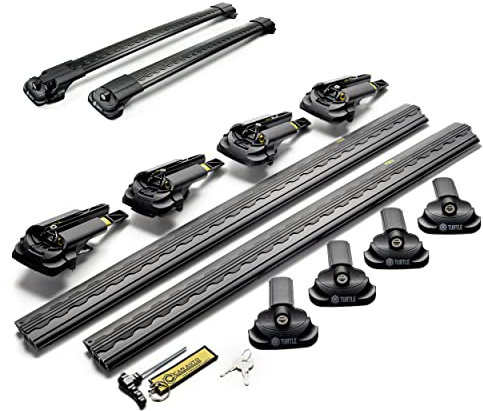Turtle AIR1 | Dachgepäckträger Dachträger | Kompatibel mit Ford Kuga 2013-2019; Dient der Montage von Dachboxen, oder Dachfahrradträger, Leiter | Robuste Konstruktion aus Aluminium