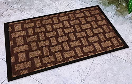 COMERCIAL CANDELA FELPUDOS Y ALFOMBRAS Felpudo Elegante Trenzado en Marrón - Goma y Poliéster Resistente, Antideslizante, 50x80 cm - Ideal para Entradas y Puertas Exteriores