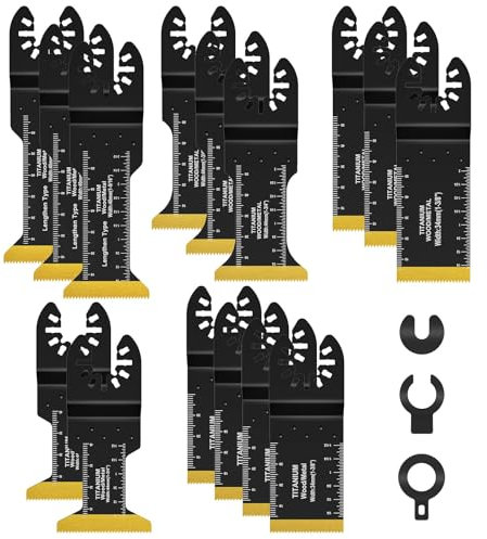 Loyala 15Pezzi Titanio Lame Utensile Multifunzione Accessori per Utensili Oscillanti Lame Multifunzione Compatibili con DeW Makita Rockwell Bosch Milwaukee (15pz)