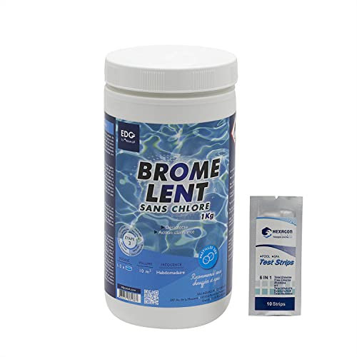 EDG by AQUALUX Brome Lent Pastilles 20g - 1kg | Brome Permanent - Désinfection Régulière - Dissolution Lente + 10 Tests HPS OFFERTS 6 en 1