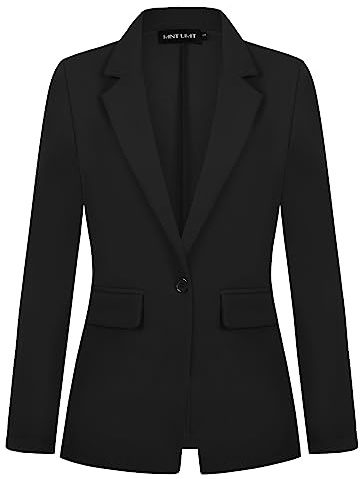 MINTLIMIT Womens Blazer Suit One Button Blazers Suit Notched Lapel Jacket Formal Elegant (B-Black S)