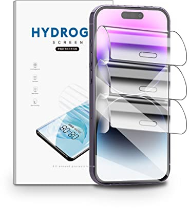 nvskvd Film Hydrogel pour iPhone 15, 3 Pièces TPU Film Protection Écran HD Clair Doux Transparent Film de Protection d'écran