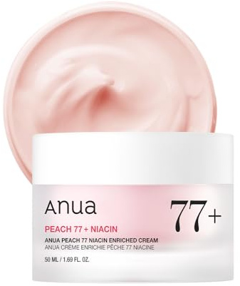 Anua Peach Niacinamide Cream, Face Moisturizer for Dry Skin with Vitamin B12, Collagen, Ceramide, Panthenol, Korean Skin Care for Glass Skin (50ml, 1.69 fl.oz.)