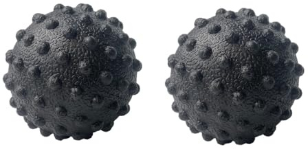 KMOCEPLY Balle de massage noire à picots pour massage du corps, récupération musculaire, relâchement myofascial, mobilité, soulagement de la fasciite plantaire