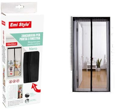 Rideau de moustiquaire magnétique pour porte fenêtre avec autocollant, moustiquaire anti-insectes, facile à installer (130 x 220 cm, noir)