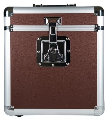 Rock on Wall - Flight Case Vinyle 33T Aluminium - Mallette DJ 25-30 Disques - Cadenassable - Poignée Transport - 25 LP Brown