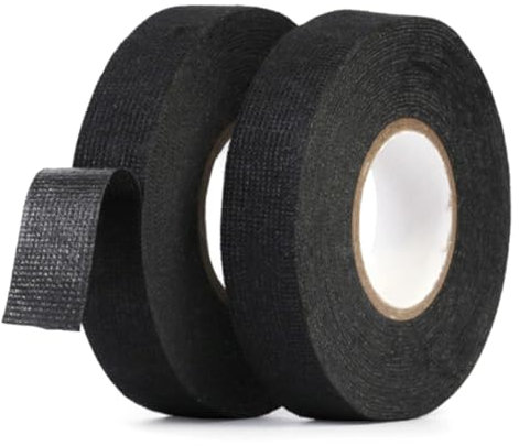 EIHI 2 Piezas de Cinta Aislante Negra para Coches,19mm x 15m,Cinta Aislante,Cinta Textil Autoadhesiva,Cinta Eléctrica para Cableado de Temperatura,Cinta para Coches y Cableado,Electricistas
