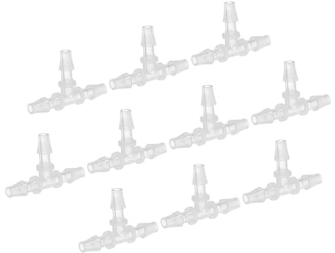 PATIKIL Embouts de Tuyau en Plastique en T de 3/16, 10 Pièces Égal en Forme de T à 3 Voies Joint de Raccord de Jonction en Forme de T, Transparent