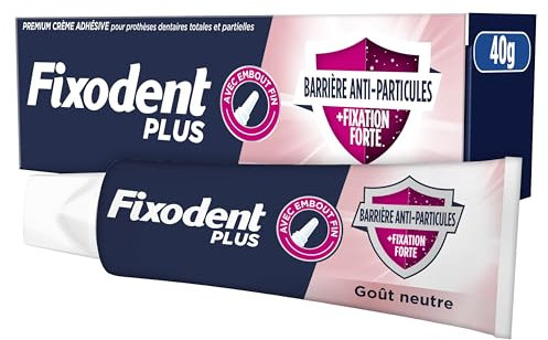 Fixodent Plus Barrière Anti-Particules Crème Adhésive pour prothèses Totales & Partielles 40ml