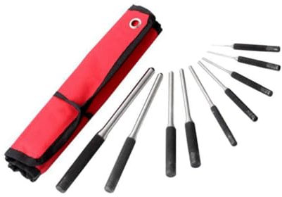 Lnfxkvva 9-Piece Steel Multi-Size Round Heads Pin Impact Set Professional Hollow End Driver Chisel Tool